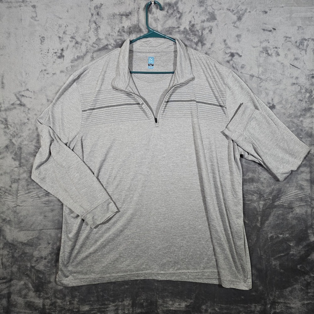 PGA Tour Golf Pullover Men's XXL Gray Color 1/4 Zip Long Sleeve Athletic/Outdoor